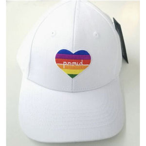 LGBTQ The Phluid Project Rainbow White Cap Hat Embroider Heart Accessory